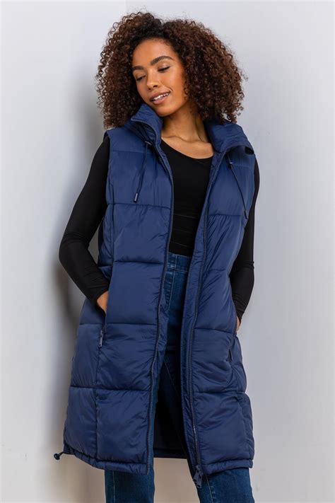 women's longline padded gilet.